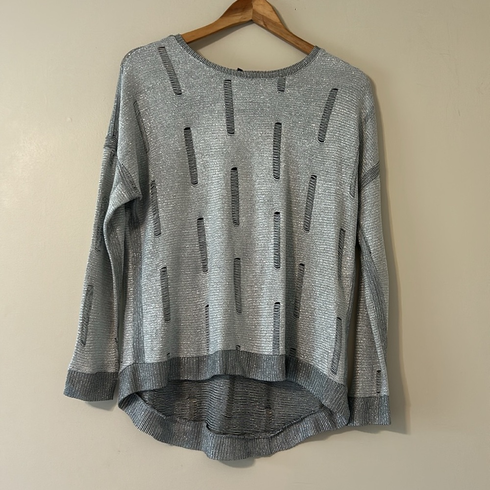 Generation Love | Silver Distressed Sweater Woman’s M/L - Picture 2 of 8